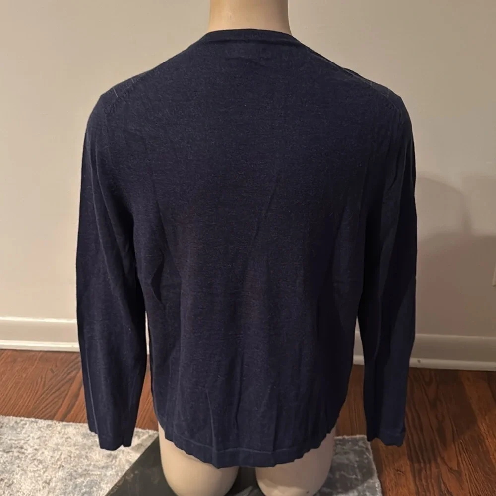 Banana Republic Men’s Extra Large V Neck Pinstripe Wool Sweater Long Sleeve